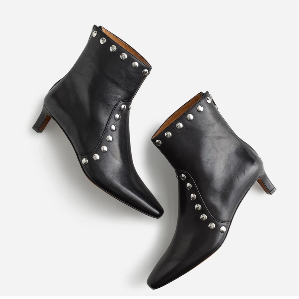 The Dimes Kitten-Heel Boot black leather and studs - size 7